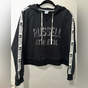 VTG Russell Athletic Women’s Cropped Casual Workout Drawstring Hoodie Sweater